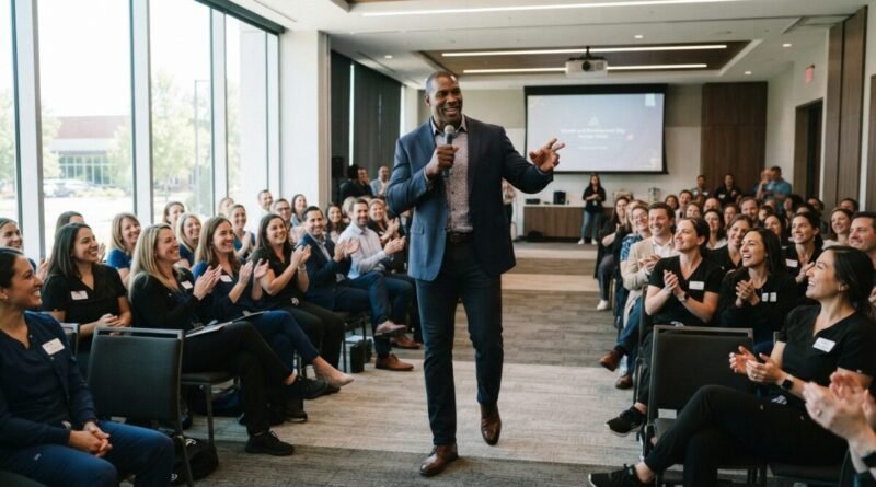 Treeline Dental Care invites Giant from Gladiators to inspire its Growth and Development Day